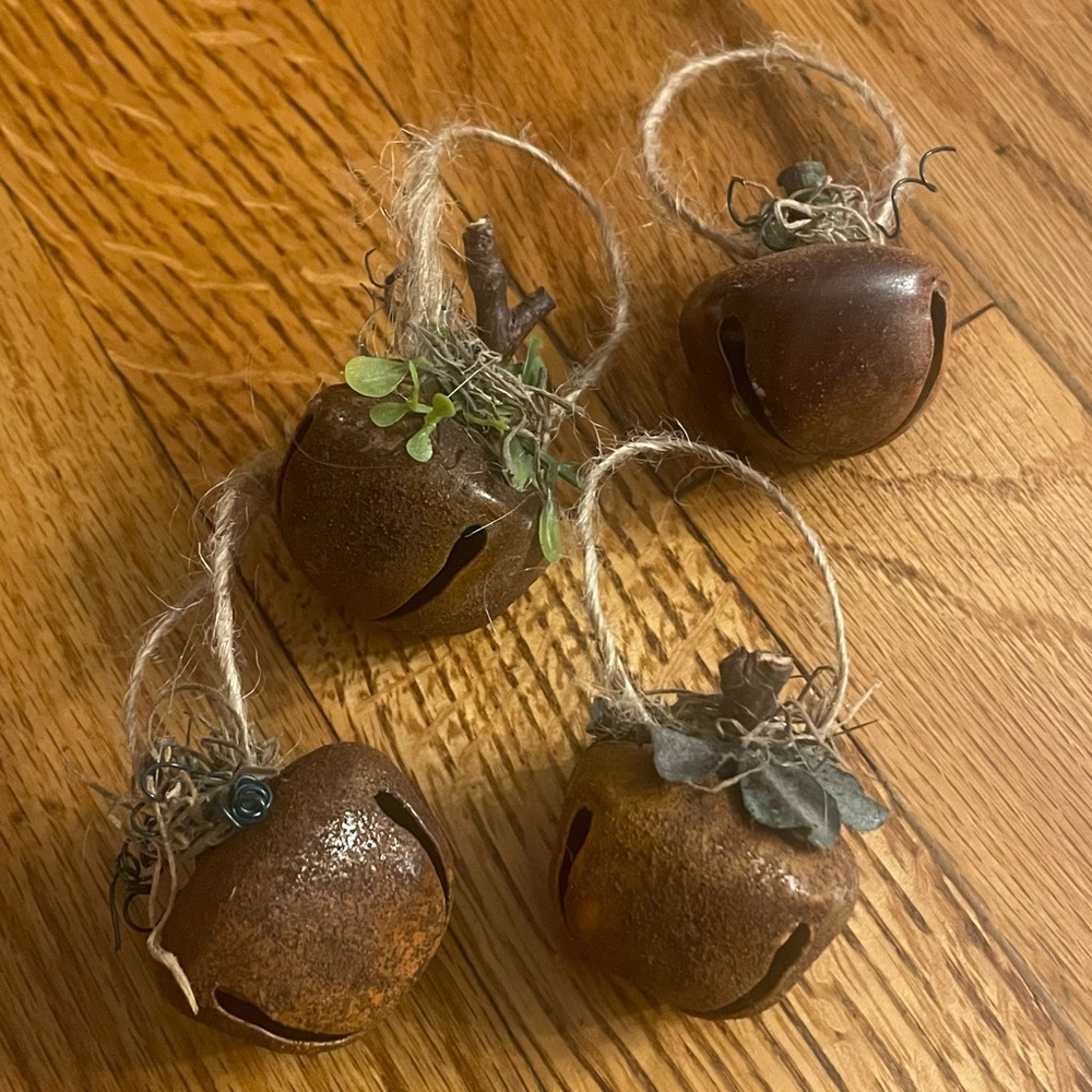 Rustic Farmhouse Pumpkin Jingle Bell Ornaments